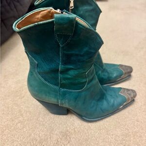 Free People Turquoise Ankle Boots